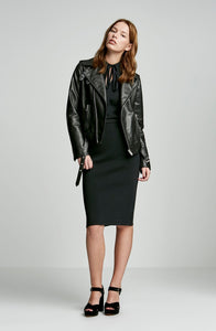 LEATHER BUCKLE BIKER JACKET