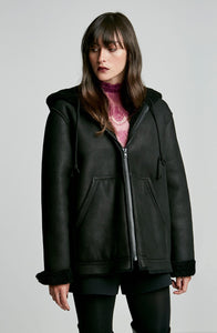 SHEARLING HOODED JACKET