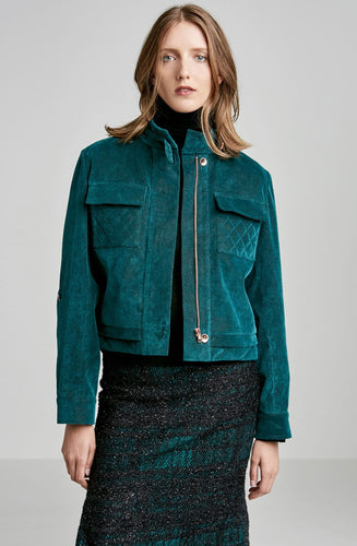 QUILTED DETAIL VELVET JACKET