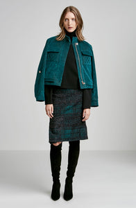 QUILTED DETAIL VELVET JACKET