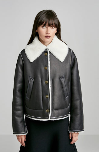 SHEARLING TRAPEZE JACKET