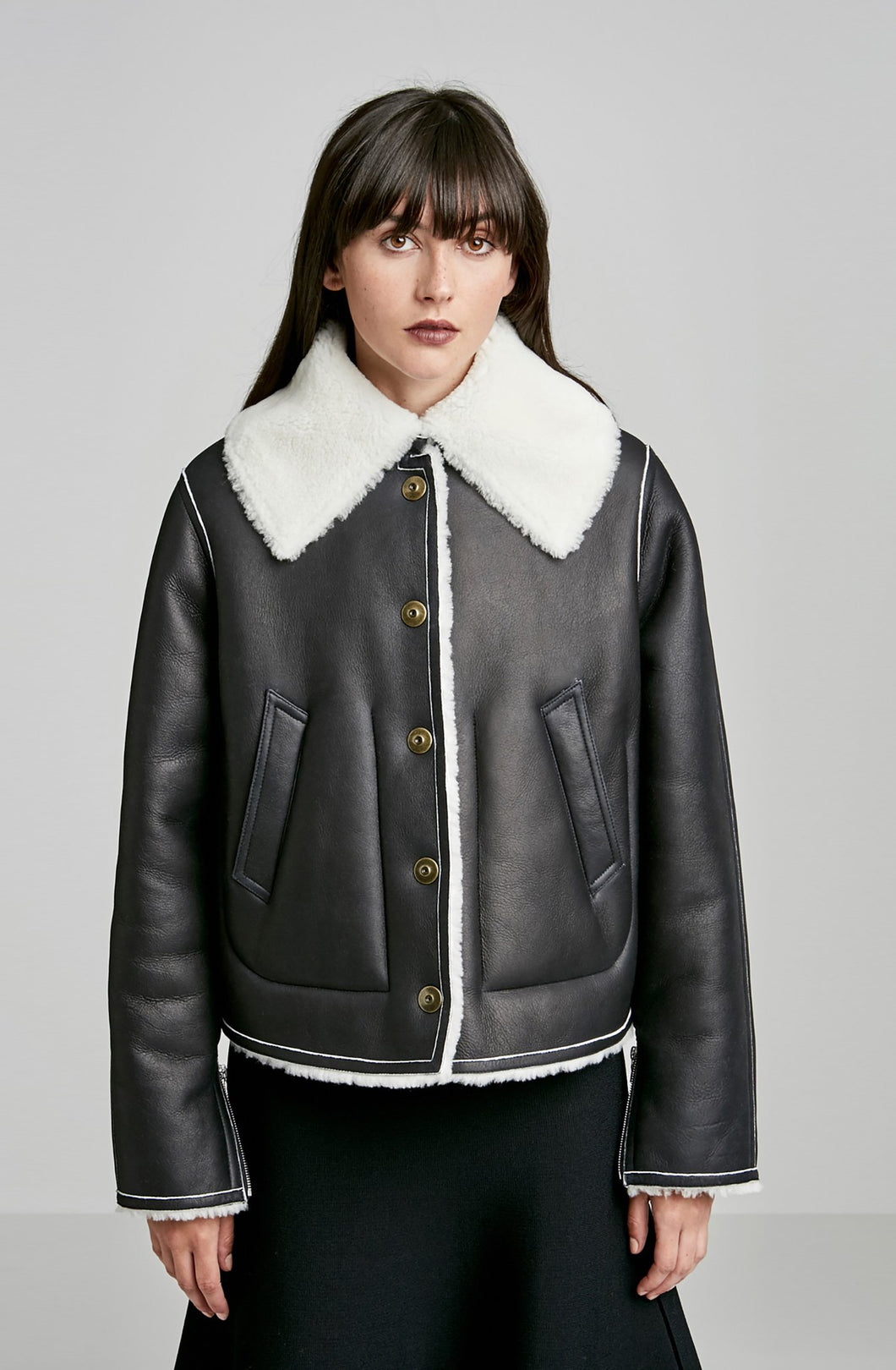 SHEARLING TRAPEZE JACKET