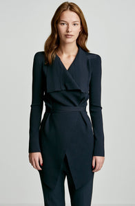 CREPE KNIT DRAPE FRONT JACKET