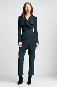 CREPE KNIT DRAPE FRONT JACKET