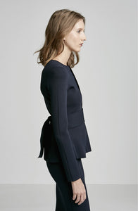CREPE KNIT CURVED HEM JACKET