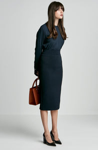 CREPE KNIT SLIT BACK SKIRT