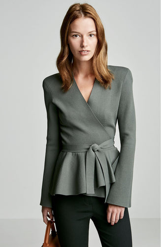 CREPE KNIT WRAP JACKET