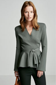 CREPE KNIT WRAP JACKET
