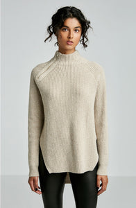 CASHMERE WOOL ZIP NECK SWEATER