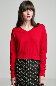 CASHMERE CROPPED V-NECK SWEATER