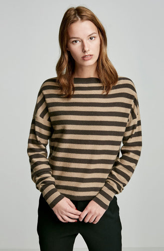 CASHMERE CROPPED STRIPE SWEATER