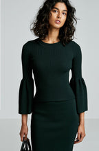 CREPE KNIT CROP FLARED SLEEVE SWEATER