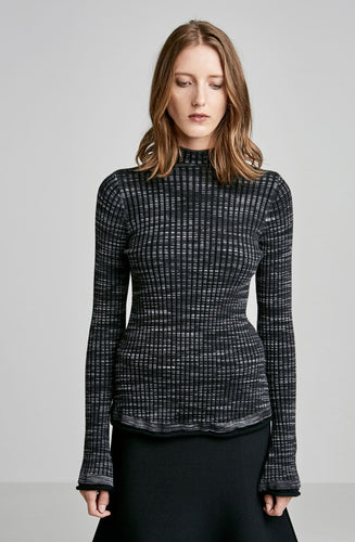 PRINTED MERINO RIB SWEATER