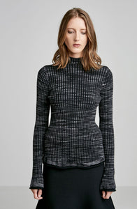 PRINTED MERINO RIB SWEATER