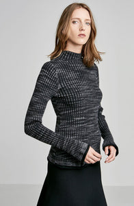 PRINTED MERINO RIB SWEATER