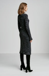 PRINTED MERINO RIB DRESS