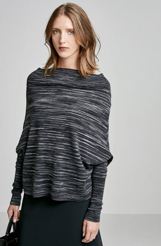 PRINTED MERINO CAPE SWEATER