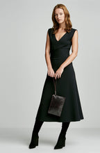 CREPE KNIT COLD SHOULDER V-NECK DRESS