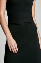 CREPE KNIT COLD SHOULDER V-NECK DRESS