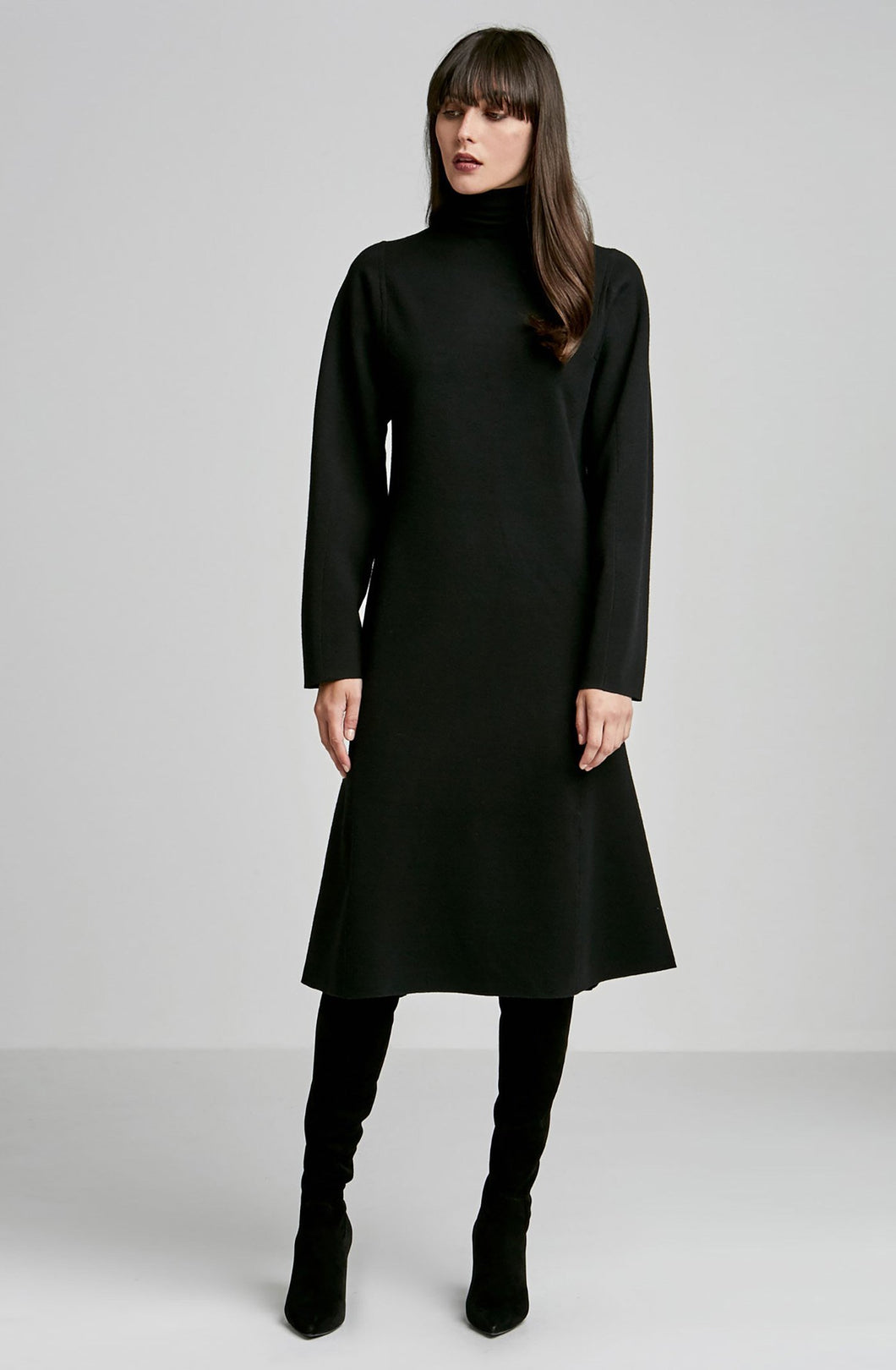 WOOL MILANO BLOUSED SLEEVE DRESS