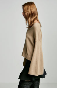 CASHMERE CROP TRAPEZE SLEEVE SWEATER