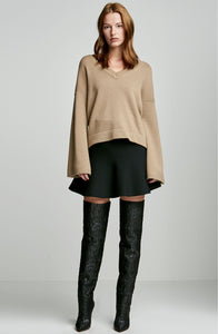 CASHMERE CROP TRAPEZE SLEEVE SWEATER