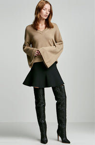 CASHMERE CROP TRAPEZE SLEEVE SWEATER