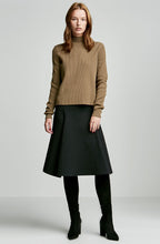 CREPE KNIT RIBBED TURTLE NECK SWEATER