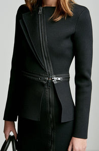 CREPE KNIT BIKER JACKET