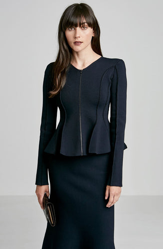CREPE KNIT PEPLUM JACKET