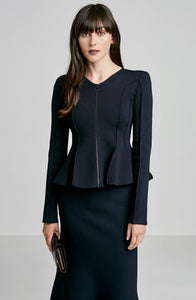 CREPE KNIT PEPLUM JACKET