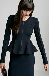 CREPE KNIT PEPLUM JACKET