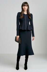 CREPE KNIT PEPLUM JACKET