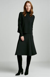 CREPE KNIT PLEAT FRONT SKIRT
