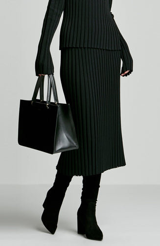 PLEATED RIB SKIRT