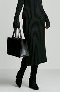 PLEATED RIB SKIRT