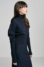 CREPE KNIT DRAPE SLEEVE SWEATER