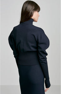 CREPE KNIT DRAPE SLEEVE SWEATER