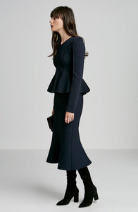 CREPE KNIT PEPLUM SKIRT