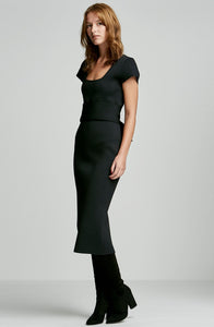 CREPE KNIT CAP SLEEVE DRESS