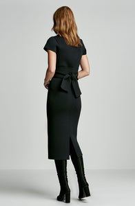 CREPE KNIT CAP SLEEVE DRESS
