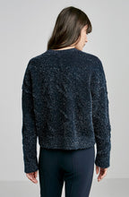CREPE KNIT METALLIC JACQUARD SWEATER