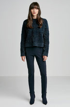 CREPE KNIT METALLIC JACQUARD SWEATER