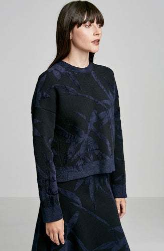 CREPE KNIT JACQUARD SWEATER