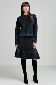 CREPE KNIT JACQUARD SWEATER