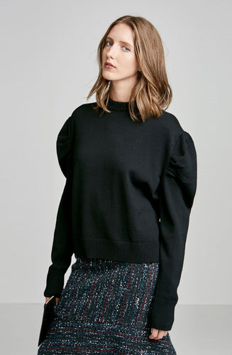 MERINO DRAPED SLEEVE SWEATER