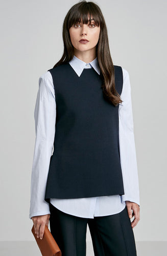 CREPE KNIT DRAPE PEPLUM TANK
