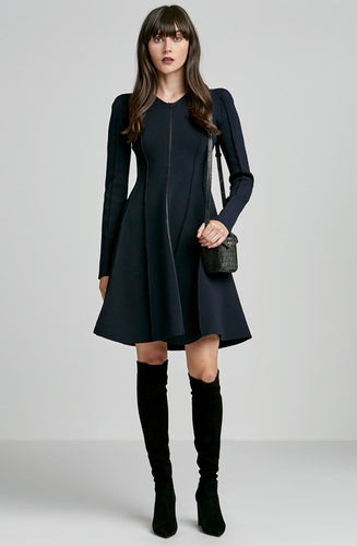 CREPE KNIT EDGE DRESS
