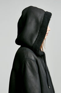 SHEARLING HOODED COAT