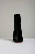 VELVET BLOCK HEEL ANKLE BOOT